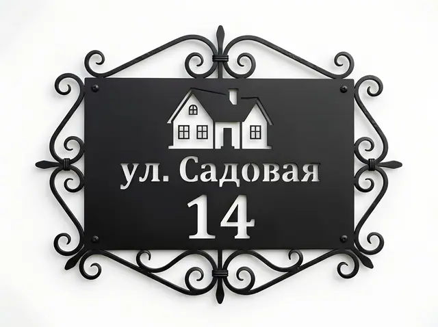 А-009 · Домовой знак для частного дома с кованым декором