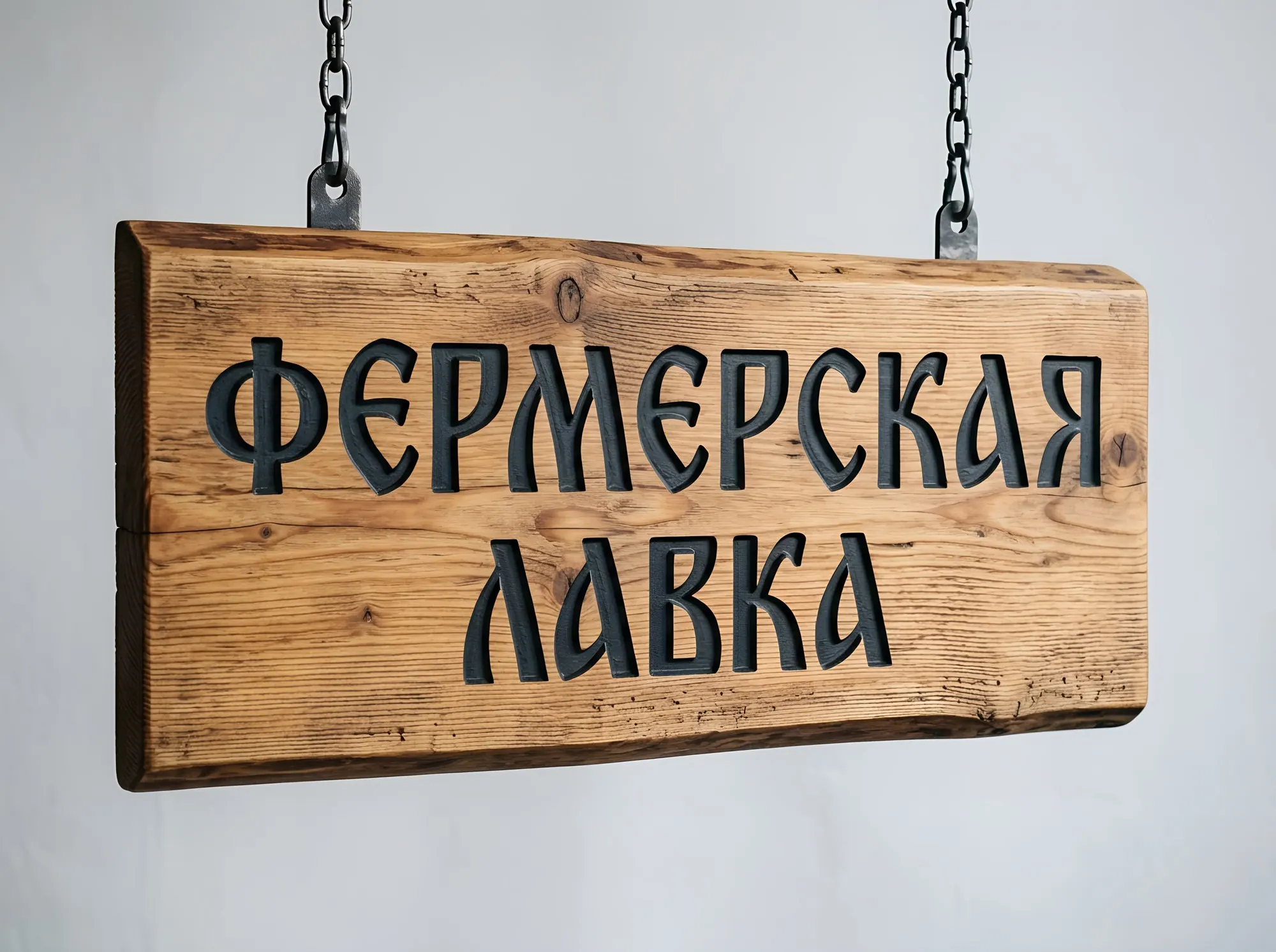 Деревянная фасадная вывеска из массива, В-025