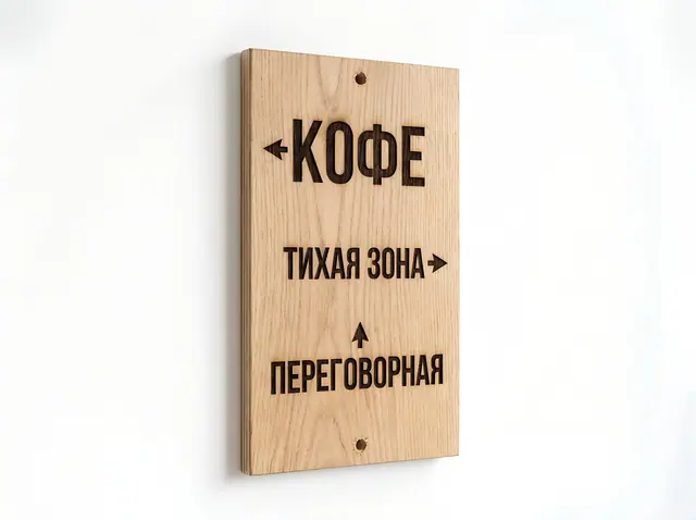 Н-038 · Интерьерные указатели из дерева и фанеры с гравировкой