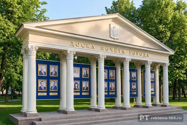 Д-021 · Доска почёта города с колоннадой