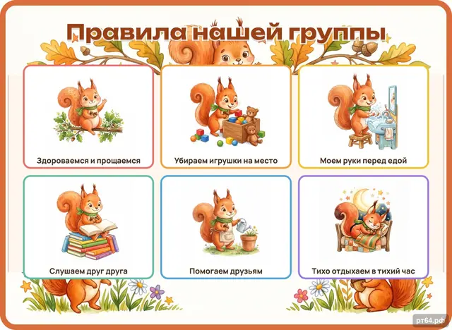 СД-1036 · Стенд «Правила группы» для группы «Белочки»