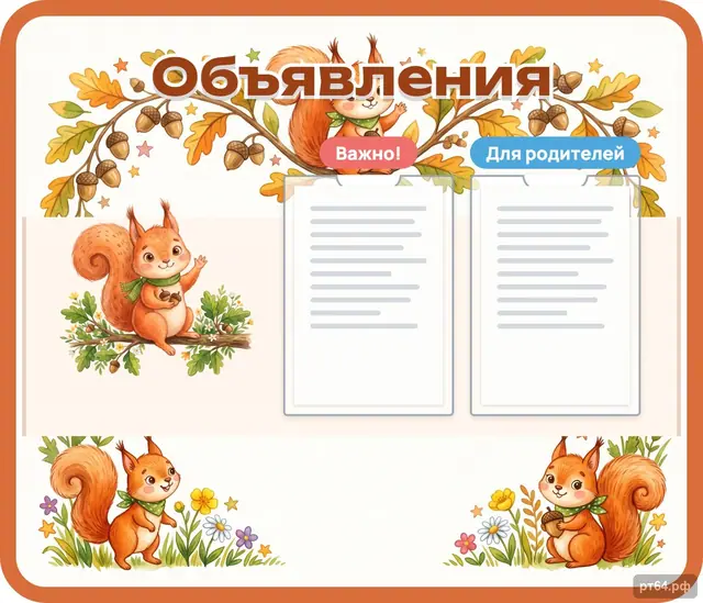 СД-1044 · Стенд «Объявления» для группы «Белочки»
