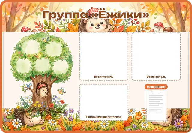 СД-1001 · Стенд «Визитка группы» для группы «Ёжики»