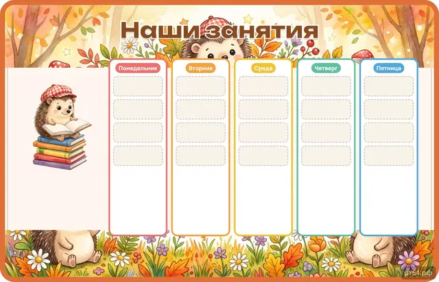 СД-1011 · Стенд «Наши занятия» для группы «Ёжики»