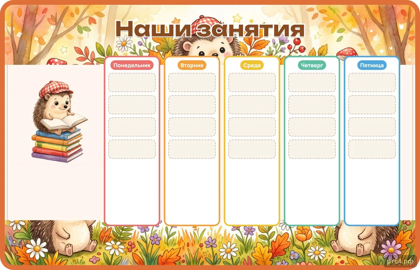 Стенд «Наши занятия» для группы «Ёжики», СД-1011