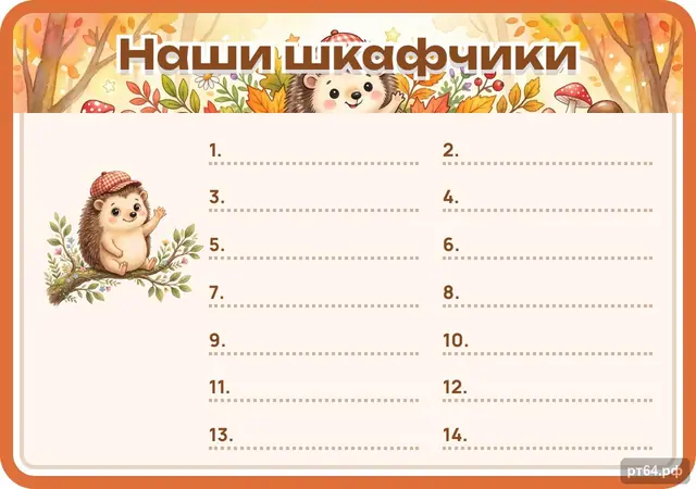 СД-1017 · Стенд «Список Наши шкафчики» для группы «Ёжики»