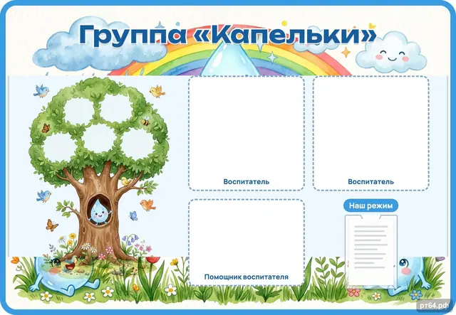 СД-1093 · Стенд «Визитка группы» для группы «Капельки»