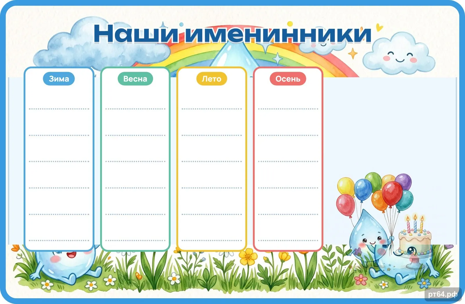 Стенд «Наши именинники» для группы «Капельки», СД-1096