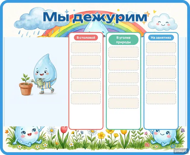 СД-1099 · Стенд «Мы дежурим» для группы «Капельки»