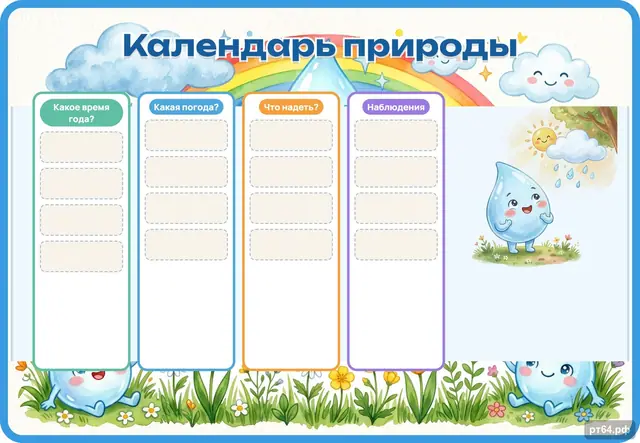 СД-1104 · Стенд «Календарь природы» для группы «Капельки»