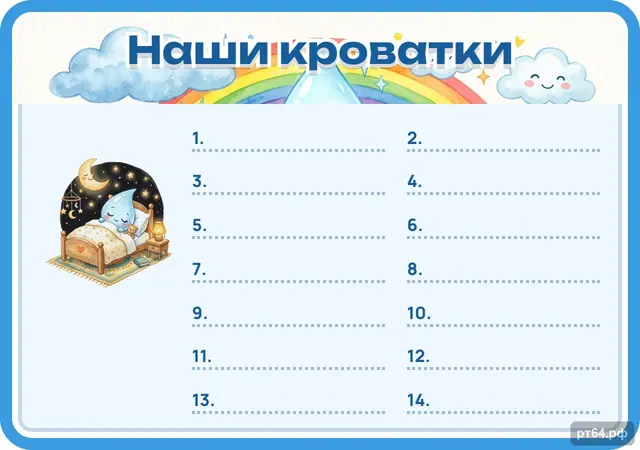 СД-1110 · Стенд «Список Наши кроватки» для группы «Капельки»