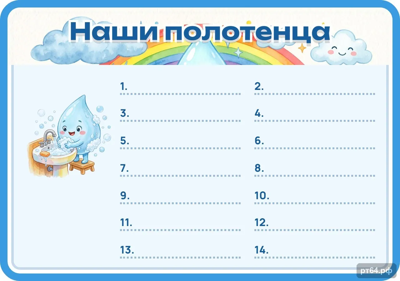 Стенд «Список Наши полотенца» для группы «Капельки», СД-1111