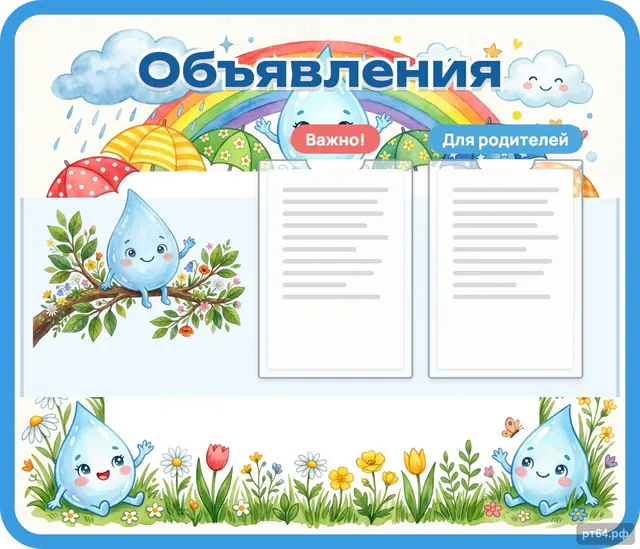 СД-1113 · Стенд «Объявления» для группы «Капельки»
