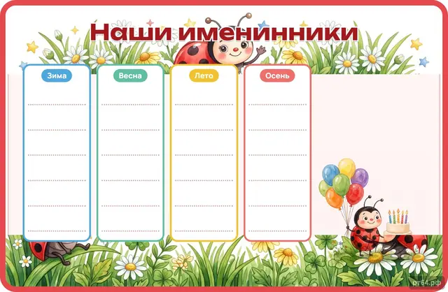 СД-1119 · Стенд «Наши именинники» для группы «Коровки»