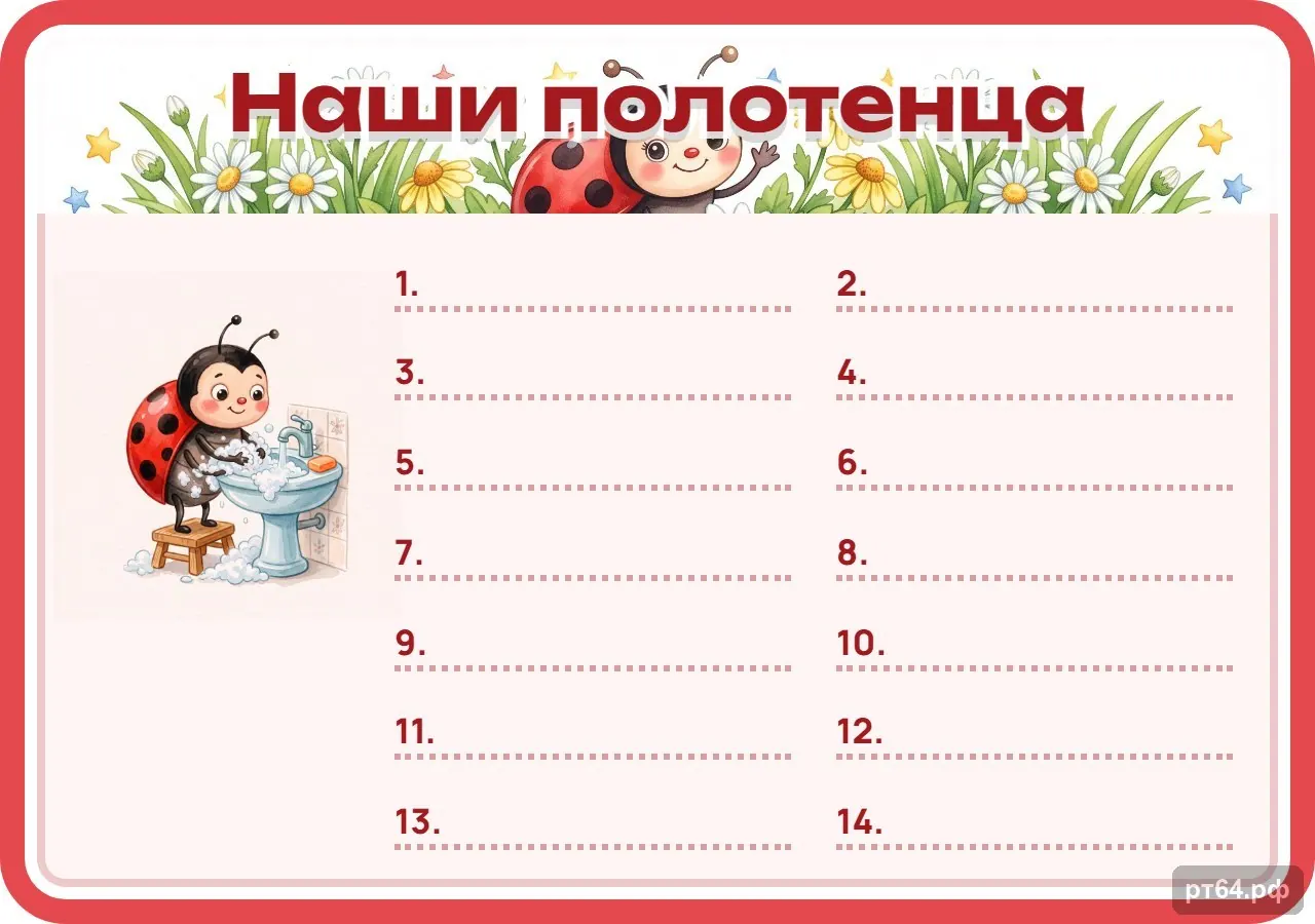 Стенд «Список Наши полотенца» для группы «Коровки», СД-1134