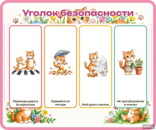 СД-1158 · Стенд «Уголок безопасности» для группы «Котята»
