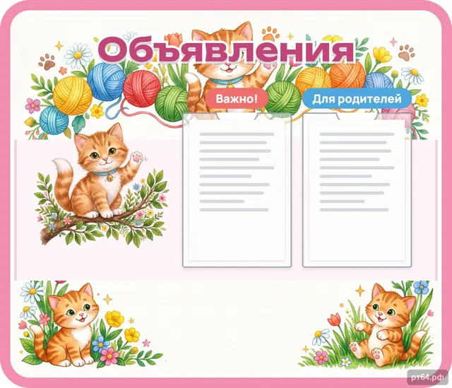 СД-1159 · Стенд «Объявления» для группы «Котята»