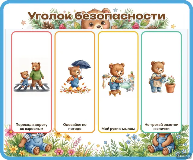 СД-1204 · Стенд «Уголок безопасности» для группы «Медвежата»