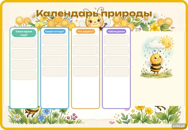 СД-1219 · Стенд «Календарь природы» для группы «Пчёлки»