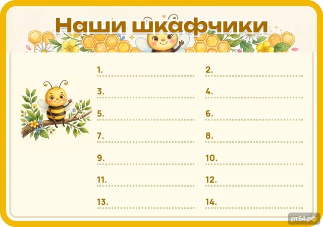 СД-1224 · Стенд «Список Наши шкафчики» для группы «Пчёлки»