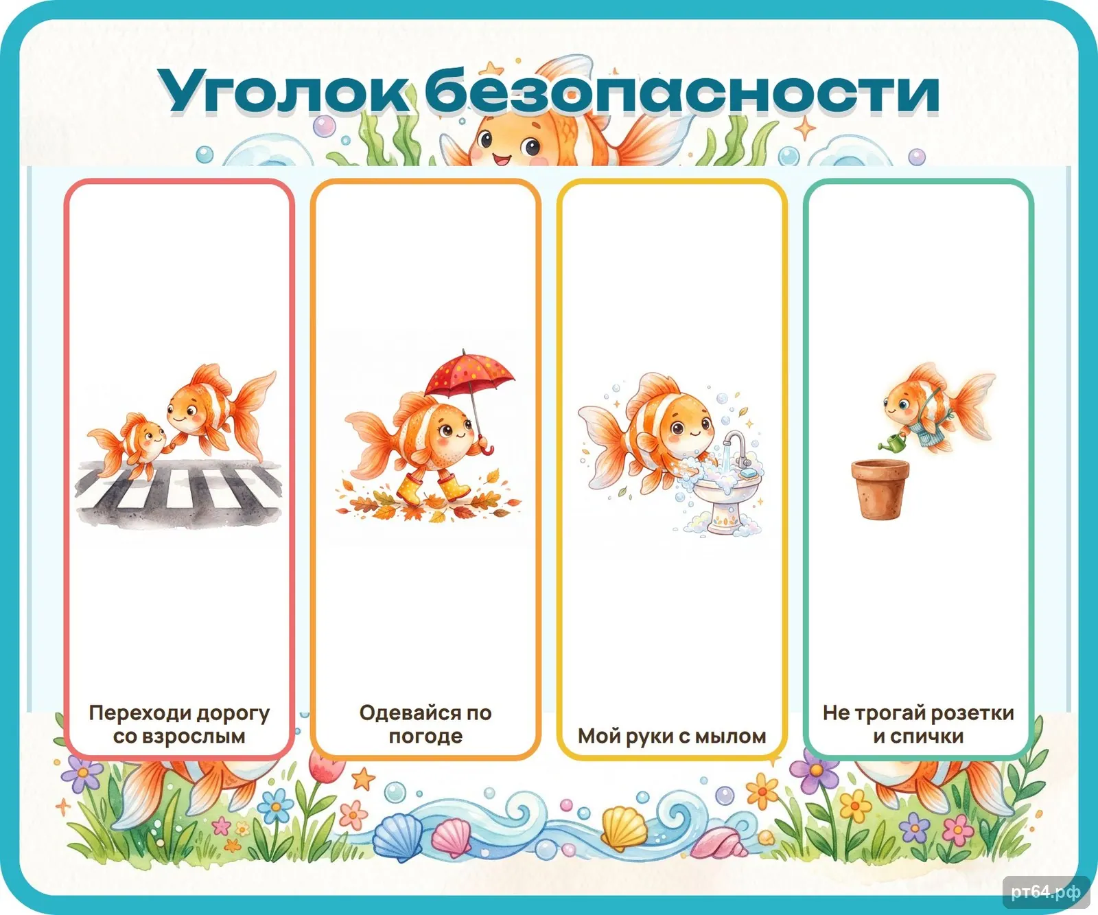 Стенд «Уголок безопасности» для группы «Рыбки», СД-1250
