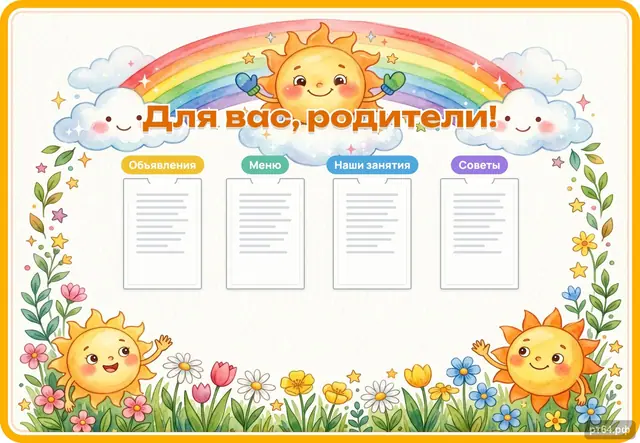 СД-1278 · Стенд «Для вас, родители» для группы «Солнышко»