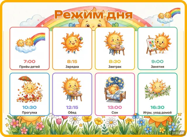 СД-1279 · Стенд «Режим дня» для группы «Солнышко»