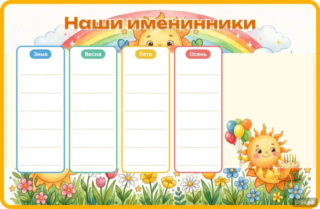СД-1280 · Стенд «Наши именинники» для группы «Солнышко»