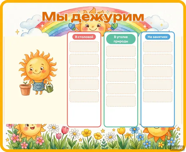 СД-1283 · Стенд «Мы дежурим» для группы «Солнышко»