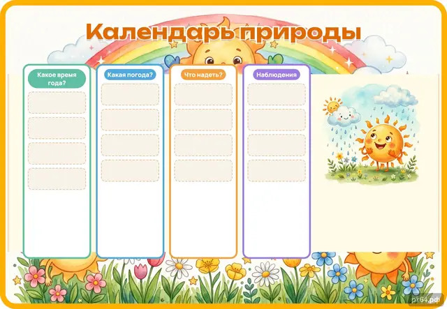 СД-1288 · Стенд «Календарь природы» для группы «Солнышко»
