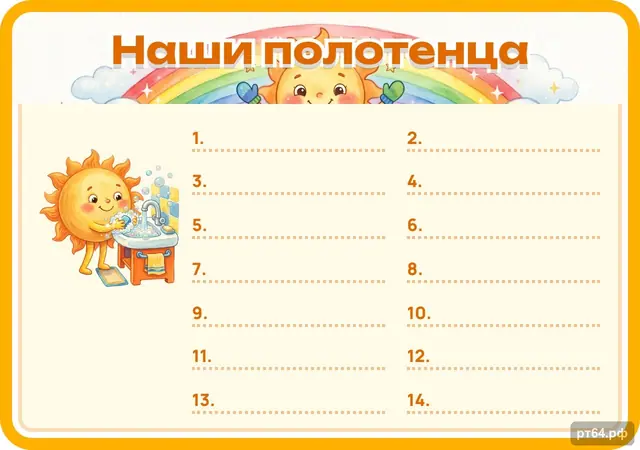 СД-1295 · Стенд «Список Наши полотенца» для группы «Солнышко»