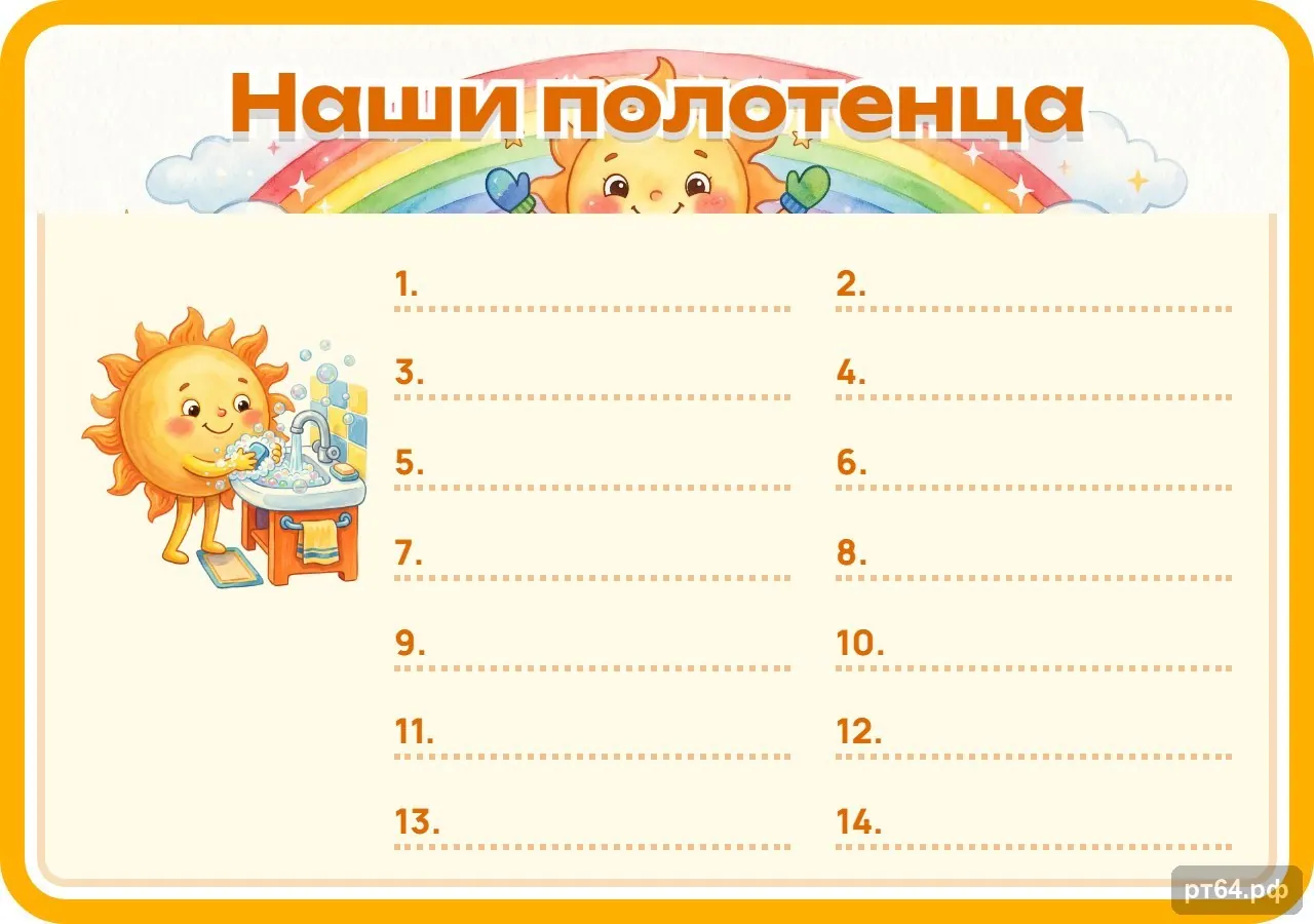 Стенд «Список Наши полотенца» для группы «Солнышко», СД-1295