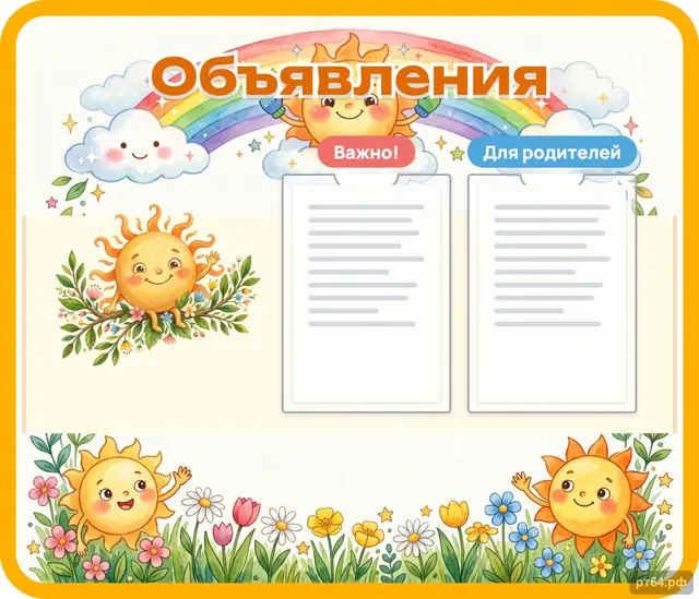 СД-1297 · Стенд «Объявления» для группы «Солнышко»
