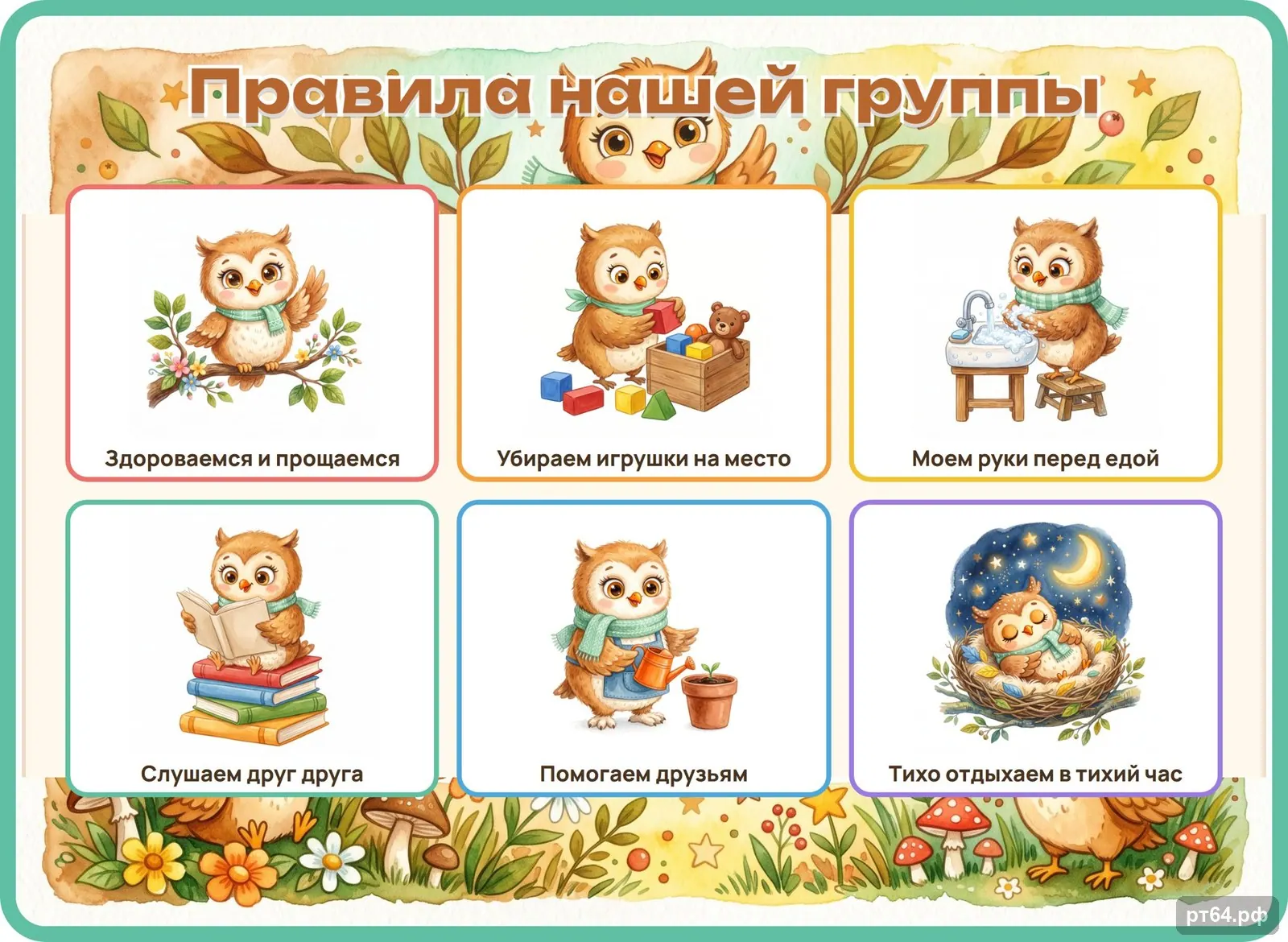 Стенд «Правила группы» для группы «Совёнок», СД-1266