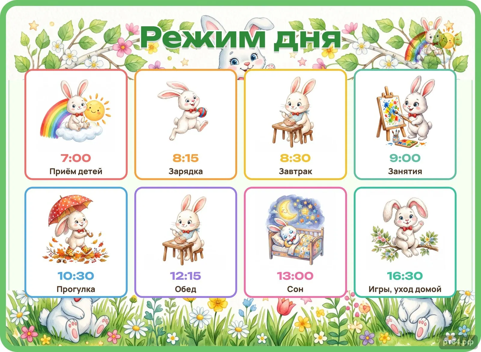 Стенд «Режим дня» для группы «Зайчики», СД-1049