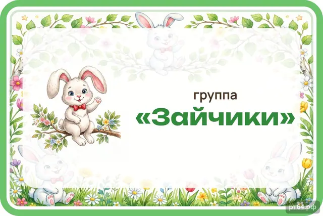 СД-1060 · Стенд «Табличка на дверь» для группы «Зайчики»
