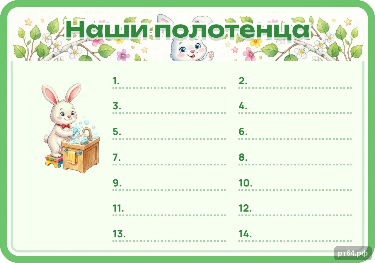 Стенд «Список Наши полотенца» для группы «Зайчики», СД-1065
