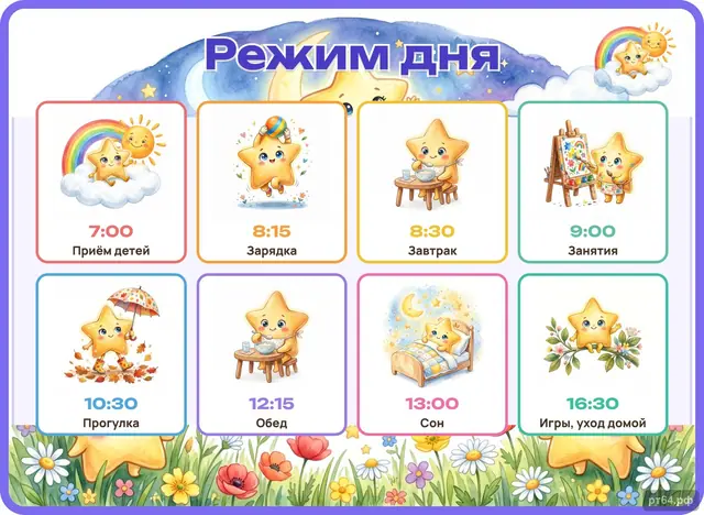 СД-1072 · Стенд «Режим дня» для группы «Звёздочки»
