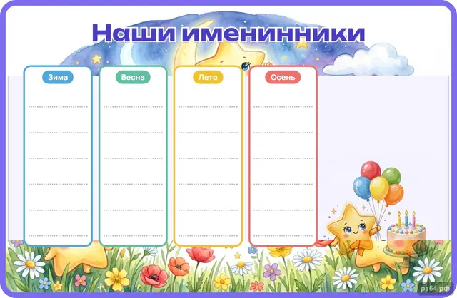 СД-1073 · Стенд «Наши именинники» для группы «Звёздочки»