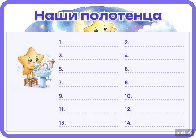 СД-1088 · Стенд «Список Наши полотенца» для группы «Звёздочки»