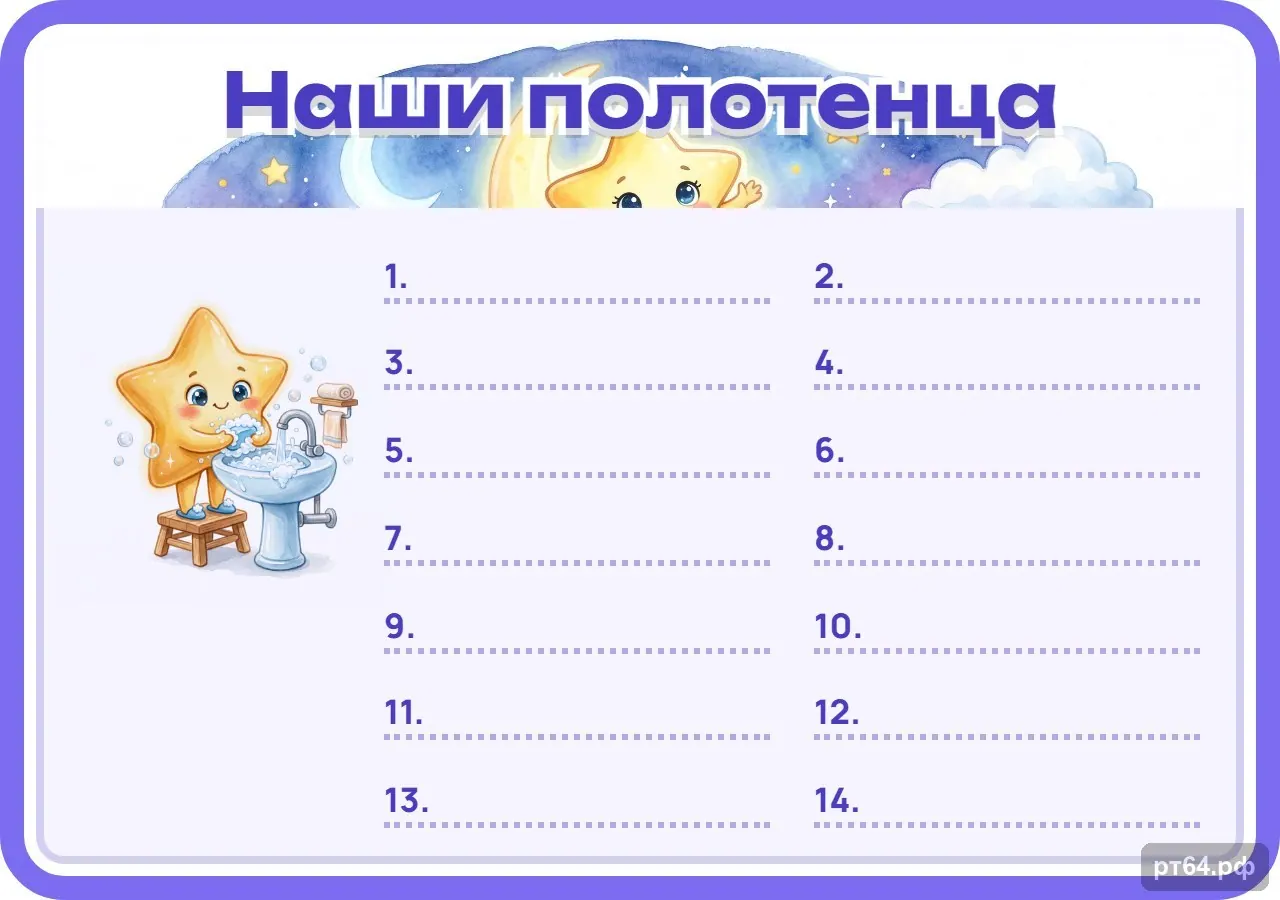 Стенд «Список Наши полотенца» для группы «Звёздочки», СД-1088
