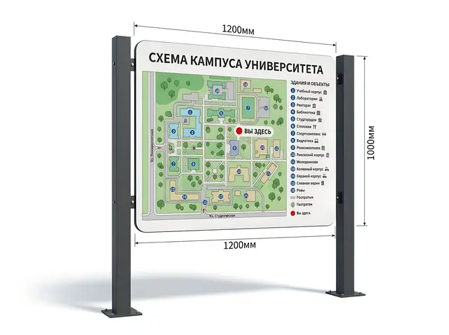 Н-028 · Уличная карта-схема территории «Вы здесь» на стойке