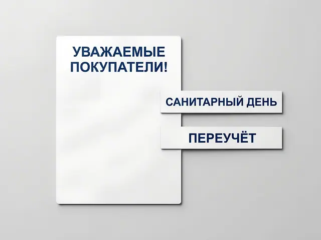 Т-114 · Магнитная табличка «Санитарный день / Переучёт / Обед»