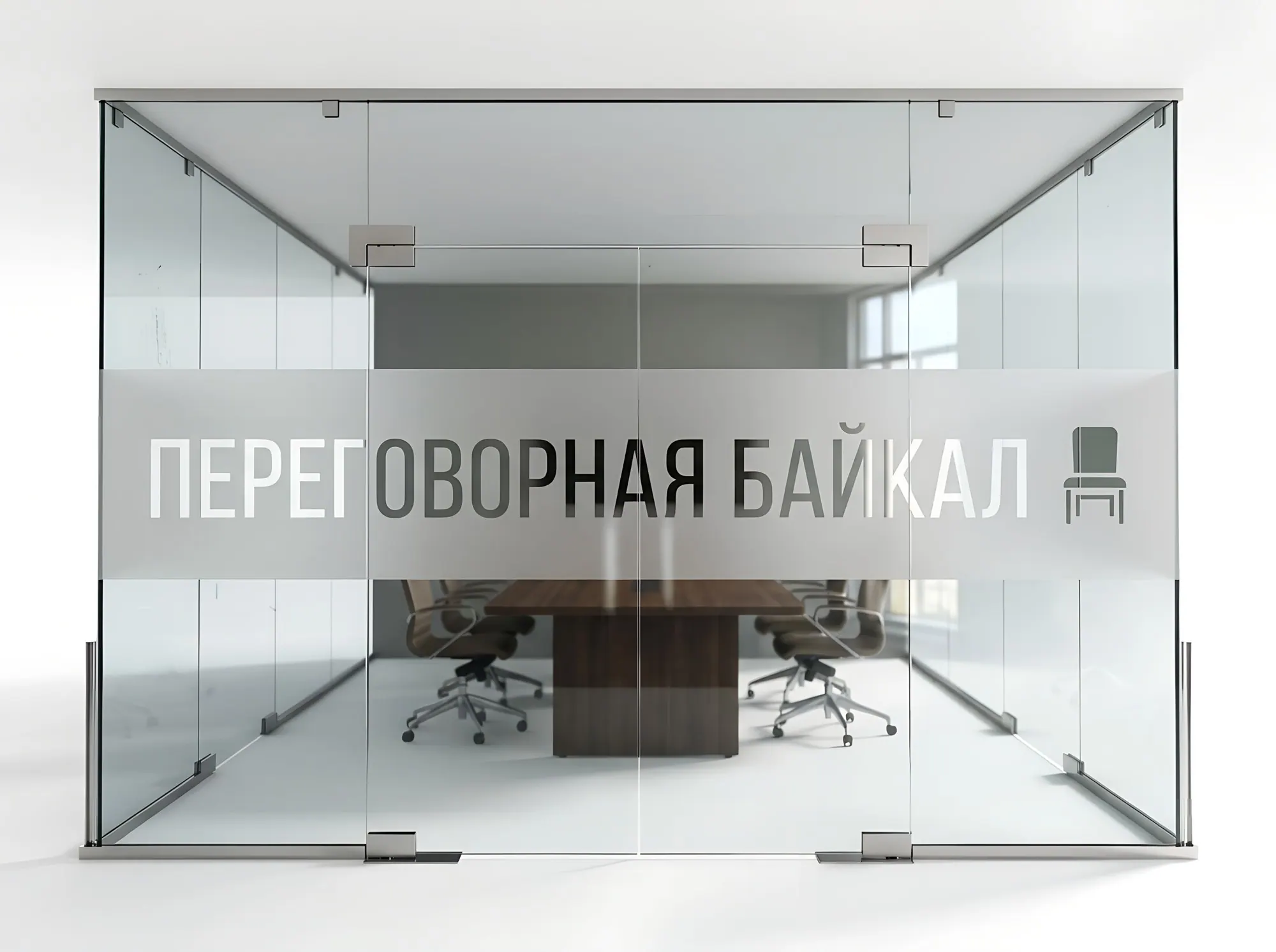 Маркировка стеклянных перегородок с названиями переговорных, Н-017