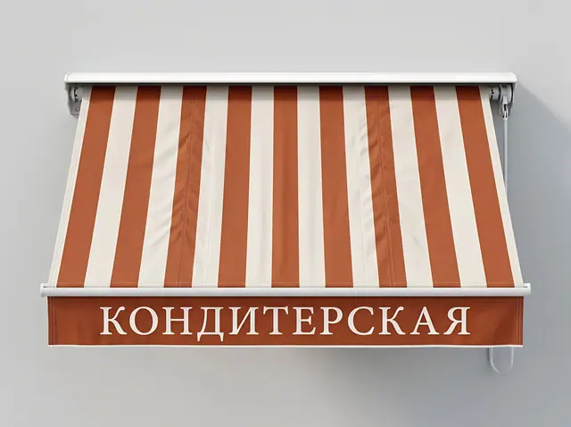 В-031 · Маркиза с логотипом над входом и витриной