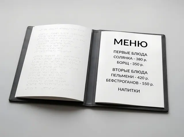 К-026 · Меню со шрифтом Брайля для кафе и ресторанов