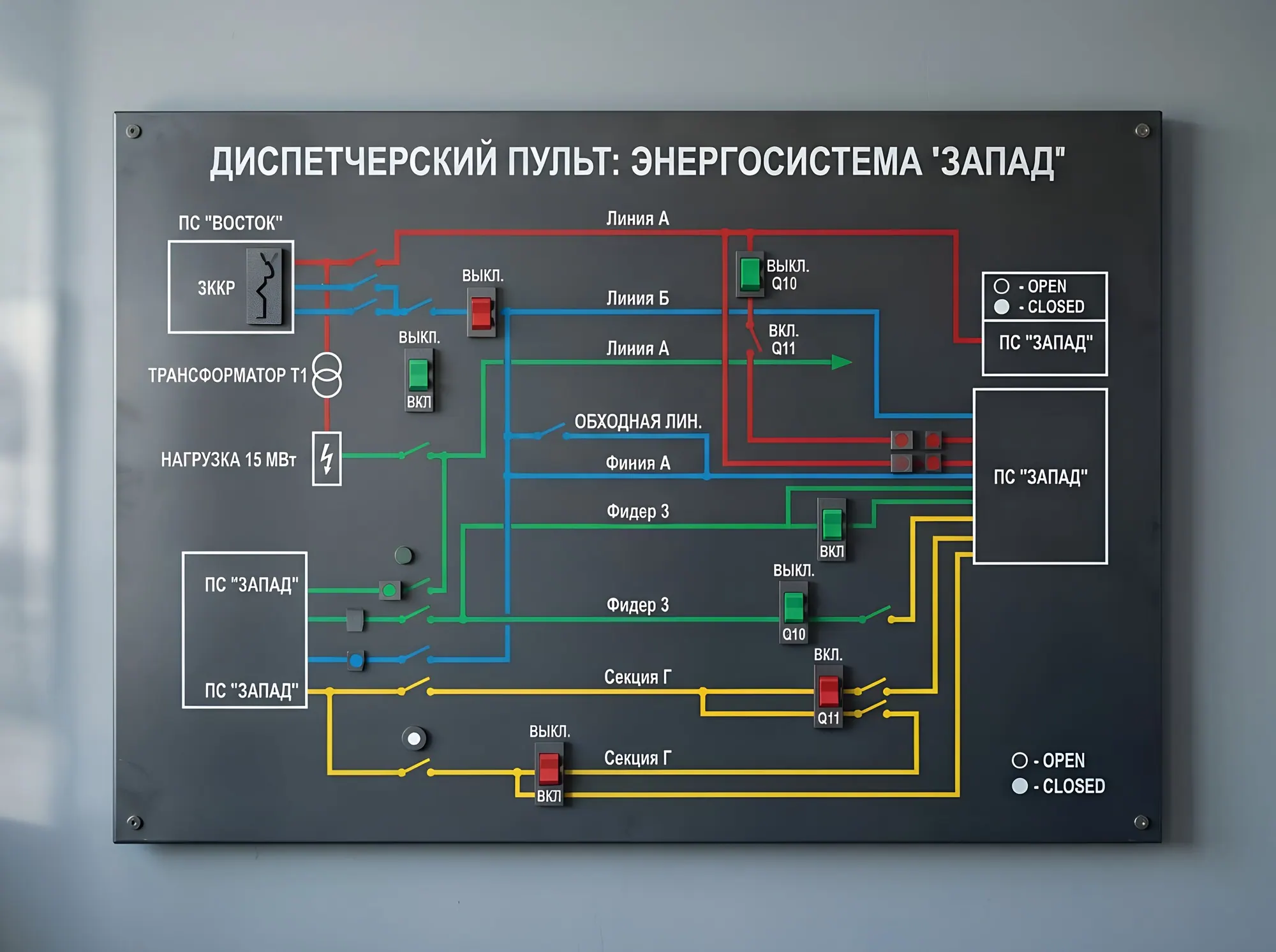 Магнитная мнемосхема с переставными символами, М-010