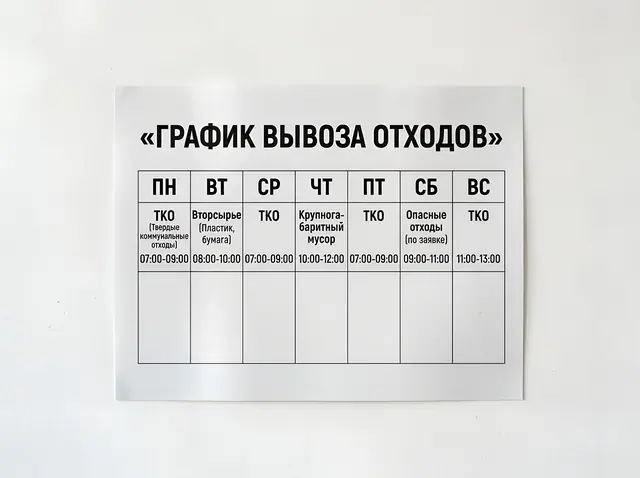 Б-004 · Наклейки «График вывоза отходов» и наклейки с логотипом на контейнеры