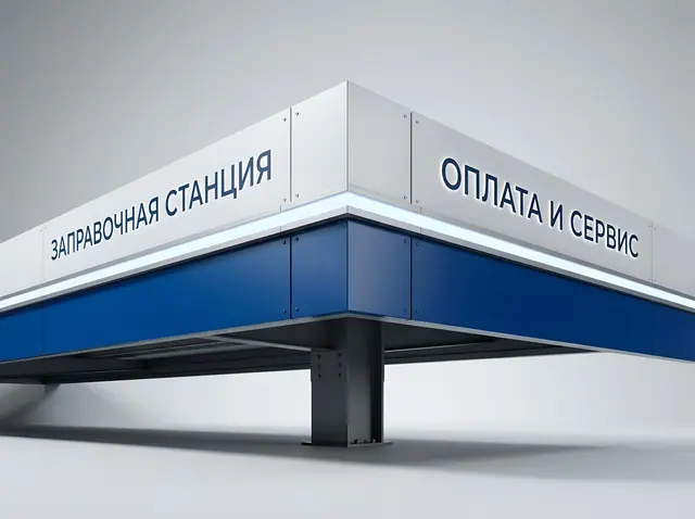 В-030 · Облицовка навеса АЗС со световым фризом