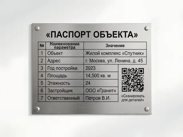 Б-016 · Табличка-паспорт объекта благоустройства